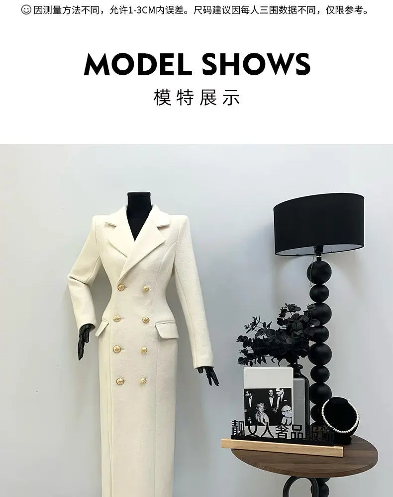 Autumn Winter Fashion High-Quality Women's Woolen Coat 2025 New Temperament Double Breasted Solid Color Women's Woolen Coat H322