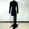 GPBD Sexy Bead Appliques Irregular High Low Dress Black Long Sleeved O-Neck Long Dresses Autumn Clothes Women 2024