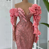Pink Beaded Mermaid Evening Dress Long Formal Luxury Wedding Party Gowns 2025 Arabic For Black Girls Ceremony Prom Dresses