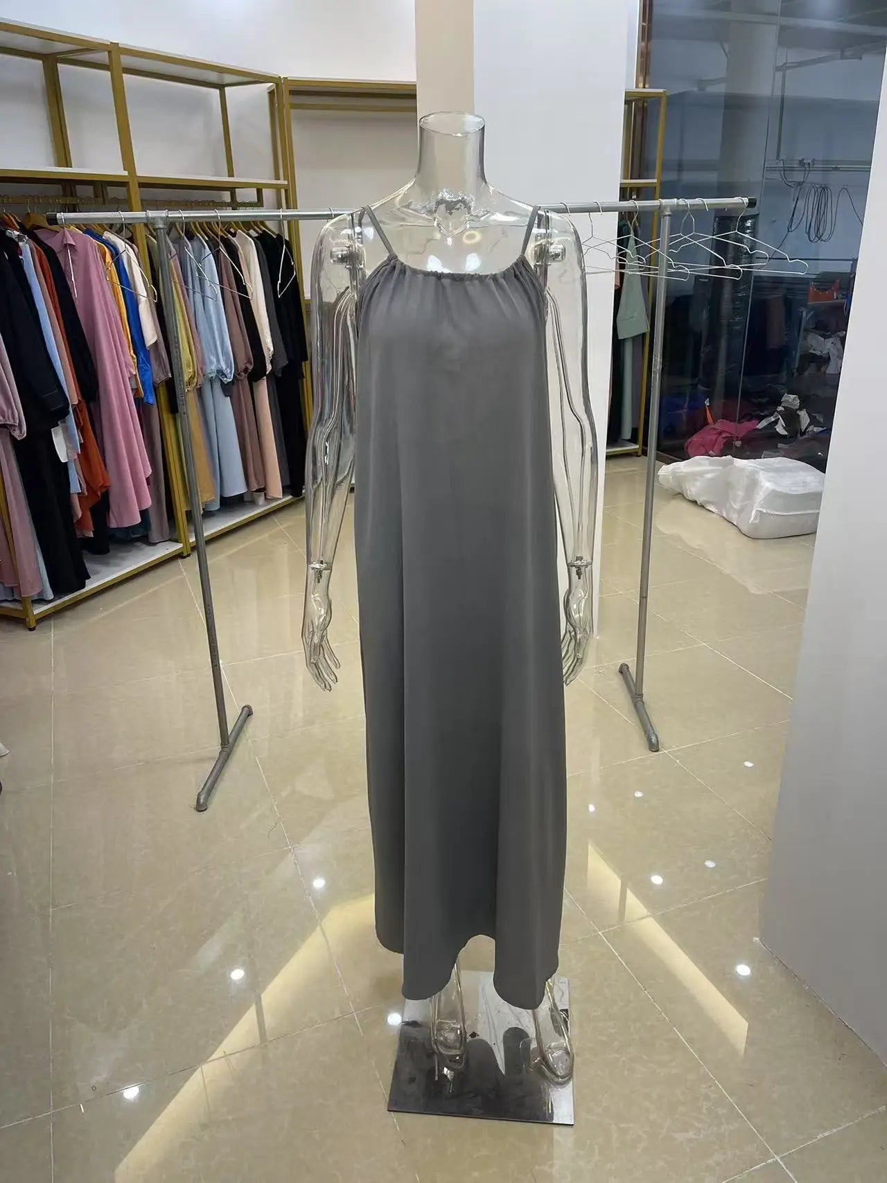 New Arrival Women's Strapless Backless Long Loose Home Dress Comfortable Sleepwear Casual Maxi Dress
