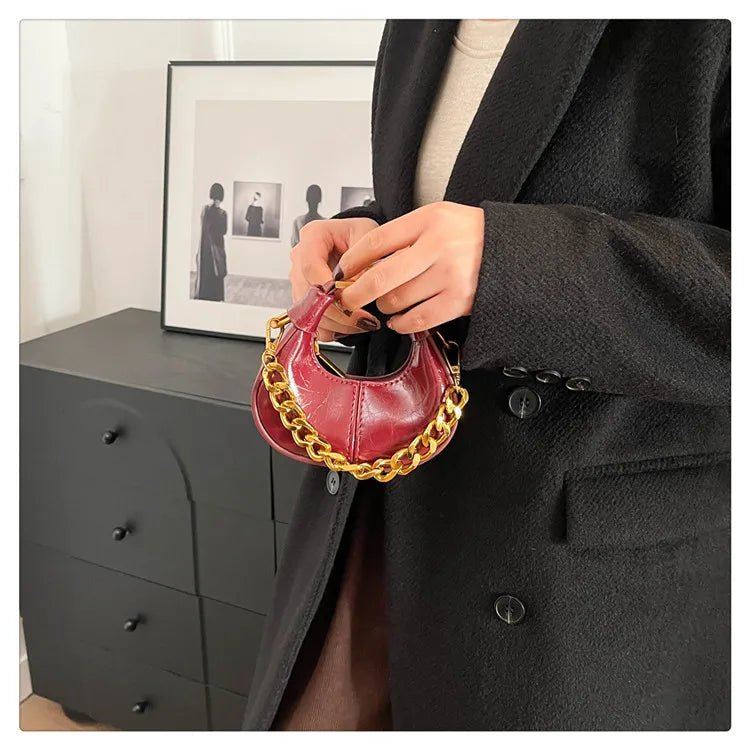 2024 Herbst Winter Mini Umhängetaschen für Damen Luxus Halbmond-Handtaschen für Damen Handtaschen mit Griff Weibliche kleine Tasche