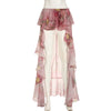 BIIKPIIK Vacation Ruffles Skirts Fashion Floral Print Vintage Elegant Women Skirts Designed Semi-perspective Sexy Holiday Bottom
