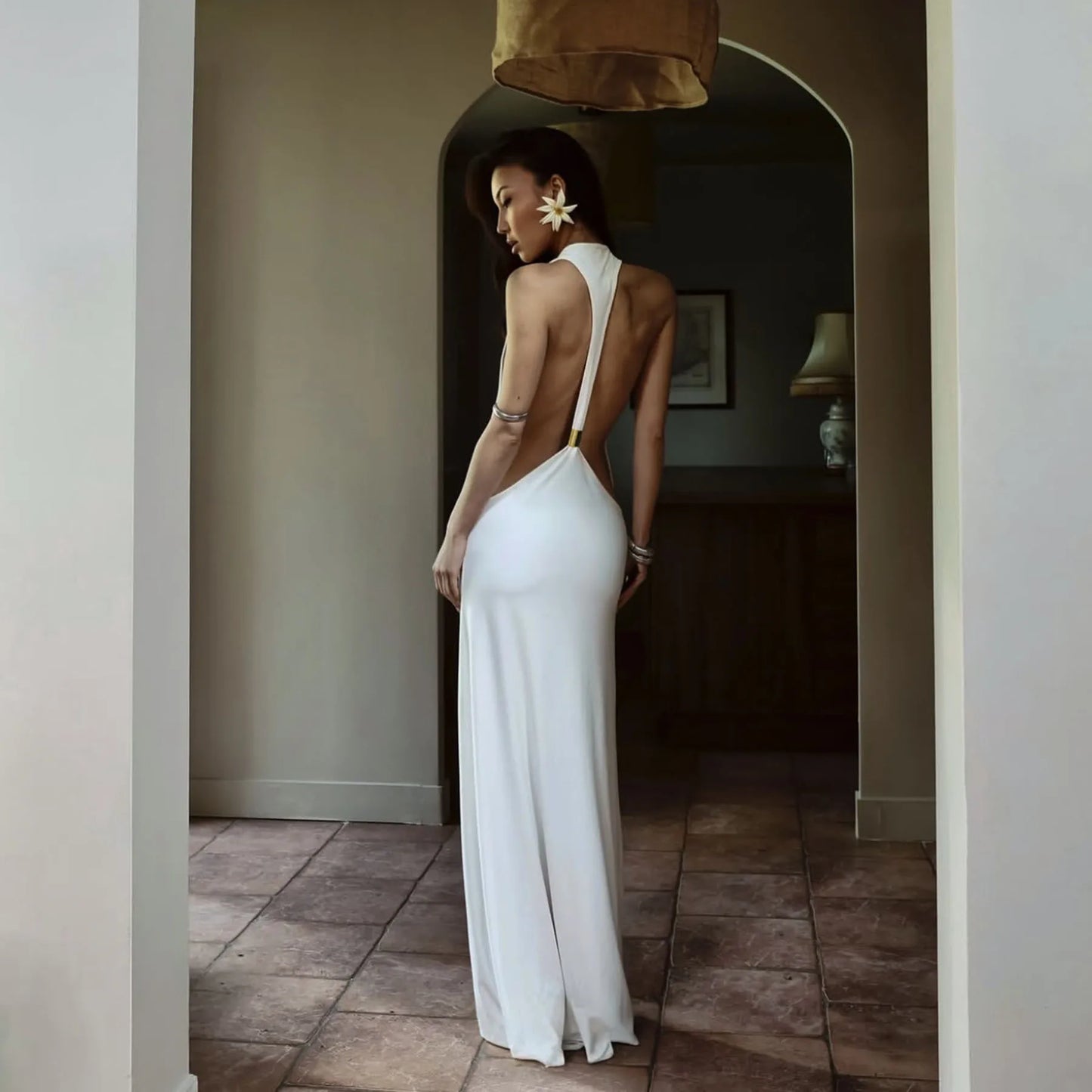 Halter Deep V Backless Long Dress Women Open Back Spaghetti Strap Elegant Party Evening Gown Summer Vacation Beach Dresses 2026