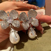 Zircon Pearl Temperament Flower Luxury Exquisite Earrings