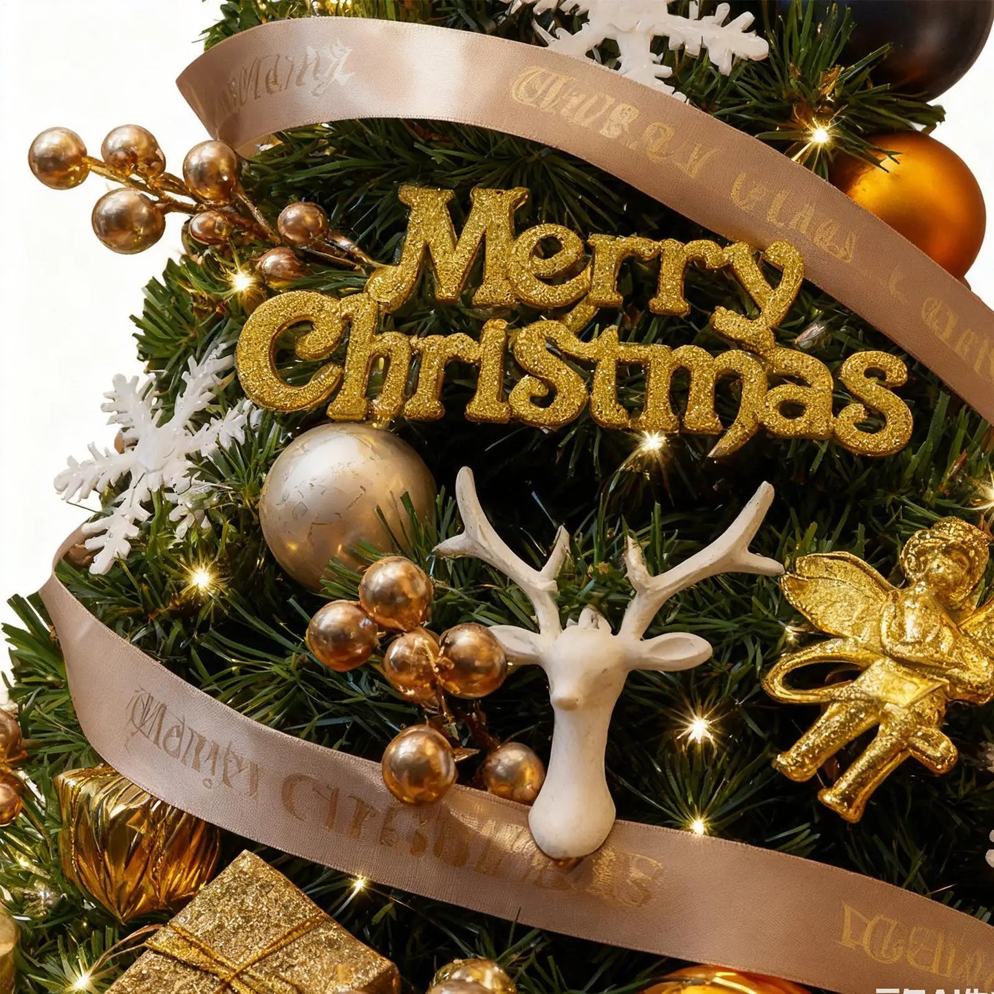 Desktop Mini Christmas Tree Golden Red Ball Flocking Tree With Led Lights Home Ornaments Christmas Decorations Holiday Festive