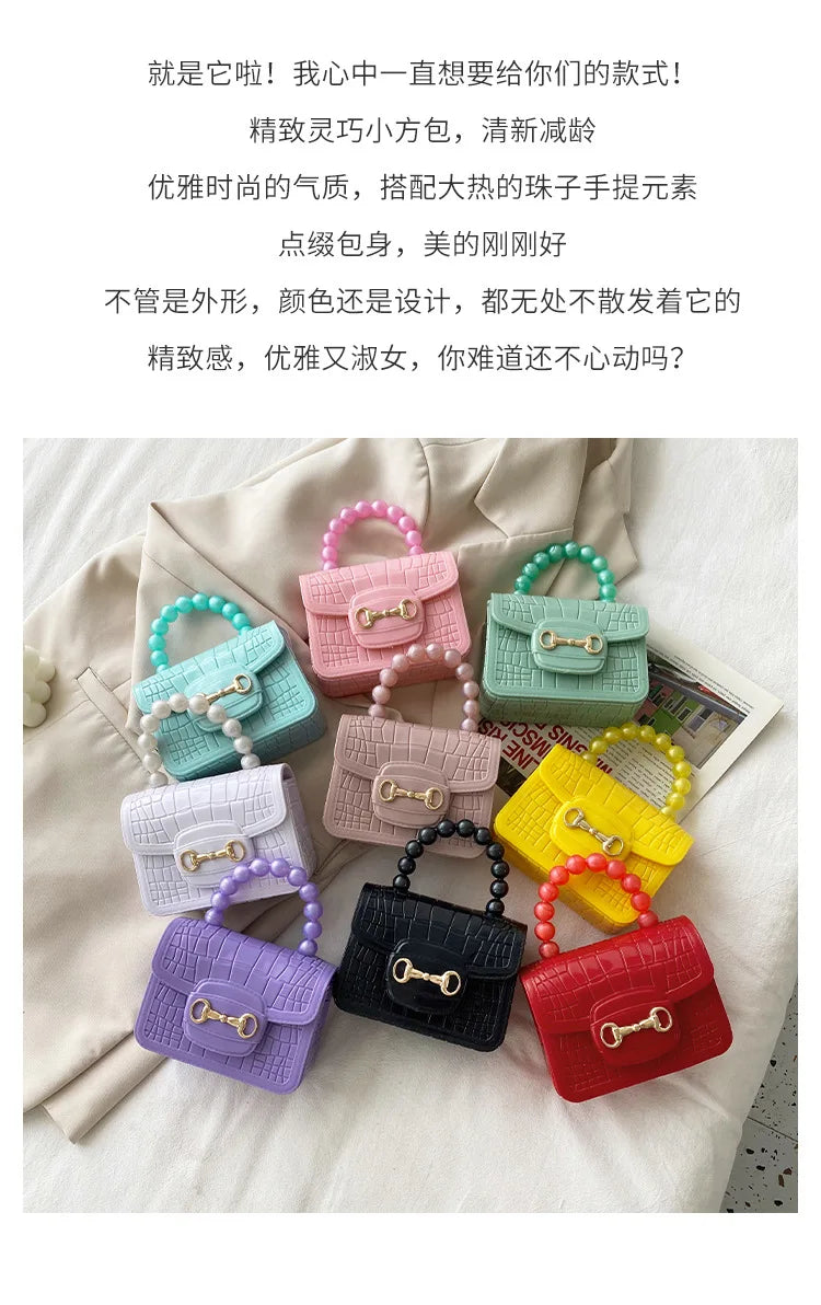 Fashion Mini Handbags PVC Crossbody Coin Purse Crocodile Pattern Pearl Handbag Plastic Small Chain Jelly Bag For Girl Wholesale