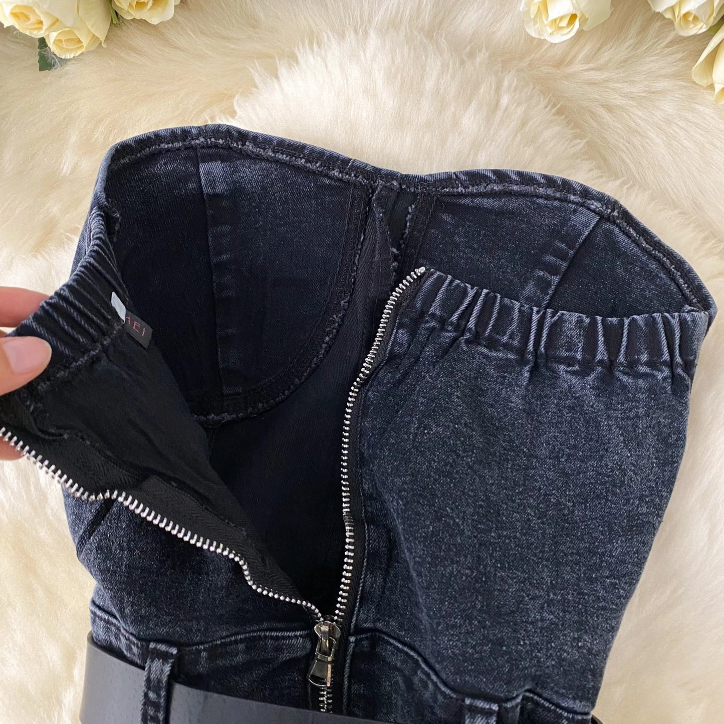 Damen Jeans Jumpsuit Sommer Playsuit Mode Hot Drill Hoher Bund Schmal Ärmellos Trägerlos Gürtel Outfits