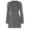 Hugcitar 2024 Frühling O-Ausschnitt Langarm Uni Patchwork Reißverschluss Sexy Bodycon Minikleid Damen Mode Outfits Geburtstagsparty Y2K