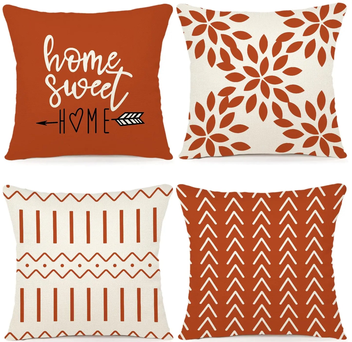 Kissenbezüge 4er-Set 45x45 cm, Moderne Sofa Kissenhülle, Dekorative Wohnzimmer Outdoor Leinenstoff Geometrisches Kissenbezug-Set Künstlerisch