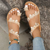 Sandals Women's Floral Pattern Hollow Out Toe Post Lace Flower Sandals Roman Style Open Toe Flat Shoes Women's Sandals