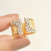 Huitan Trendy Luxury Gold Color Cubic Zirconia Ring for Women Modern Wide Band Finger Ring OL Style Female Jewelry Drop Shipping