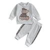 0-24M Baby Girls Autumn Clothes Newborn Toddler Long Sleeve Plaid Bear Pattern Tops Sweatshirt Pants Outfits Tracksuits