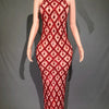 Sparkly Rhinestones Sleeveless Long Dress Elegant Dark Mesh Celebrate Evening Wedding Prom Gown Birthday Dress Photograph Wear