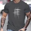 Summer Men's 100% Cotton Casual Loose Size Graphic Line Print Round Neck Short Sleeve T-shirt Top