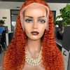 Swupod 13x4 13x6 220% Density Transparent HD Lace Front Wig for Women Deep Wave Remy Human Hair Ginger Orange 350# Loose Curly