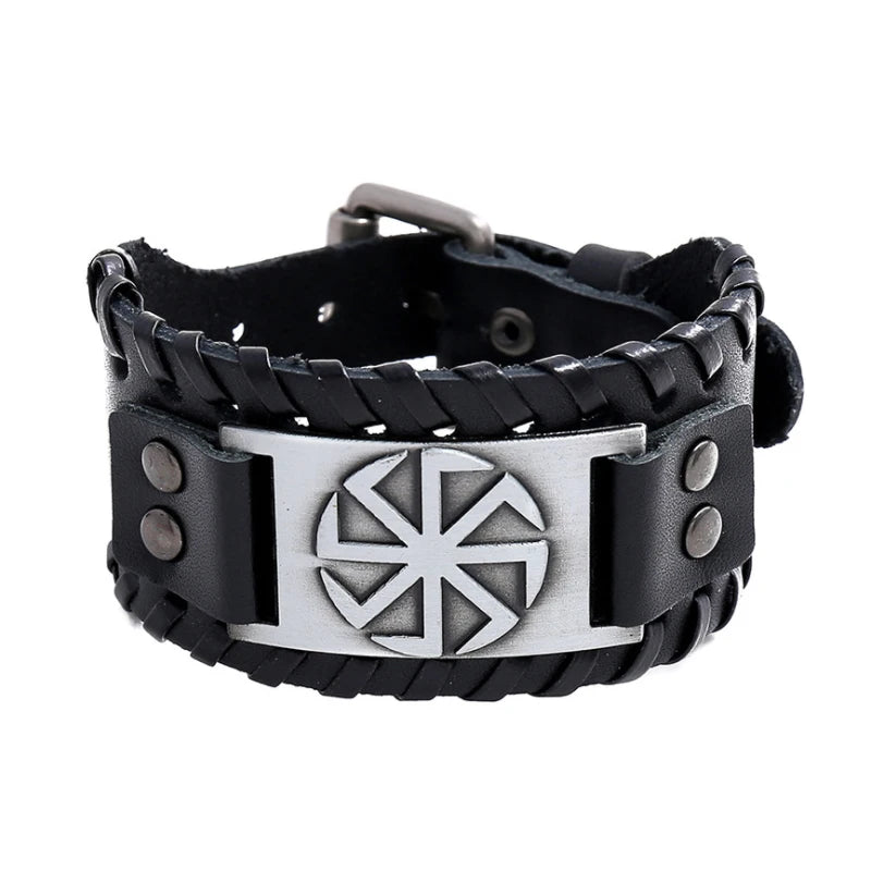 New Retro Wide Leather Pirate Compass Bracelet Men's Bracelet Celtic Viking Jewelry Compass Bracelet Accessories Party Gifts