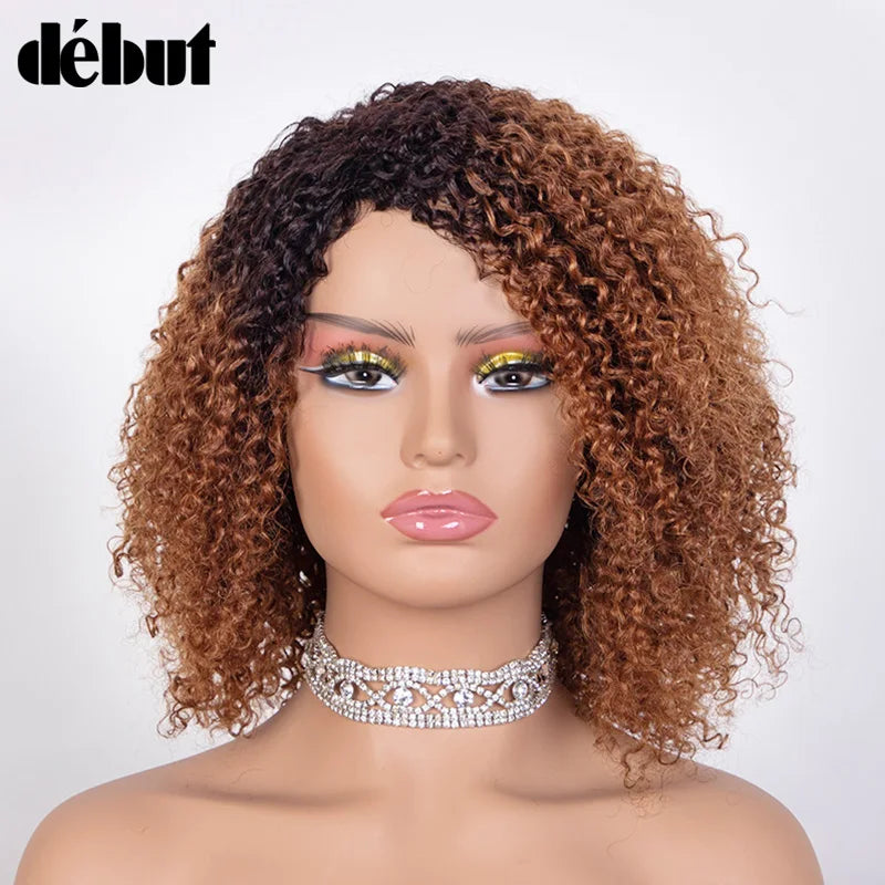 Jerry Curly Short Pixie Bob Cut Curly Human Hair Wigs Highlight Kinky Curly Wigs For Black Women Brazilian Remy  Cheap Jerry