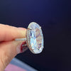 Huitan Luxury Big Oval Cubic Zirconia Crystal Rings Women Wedding Accessories High-quality Silver Color Engagement Bands Jewelry