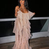 Chic and Elegant Summer Dress Women Halter Sexy Birthday Dress Transparent Mesh Backless Maxi Dress Wholesale Dropshipping