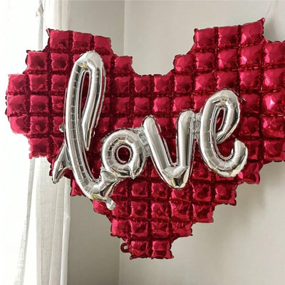 Herzförmiger Hintergrund Wand Folienballon Liebesbuchstaben Ballons für Hochzeitsfeier Happy Valentines Day Heimdekoration Zubehör