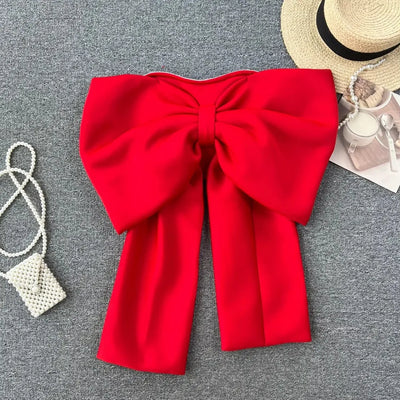 Women Hotsweet Sleeveless Sexy Zipper Chic Three-dimensional Butterfly Bow Slim Strapless Tank Top High Street Autumn Clothing