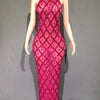 Sparkly Rhinestones Sleeveless Long Dress Elegant Dark Mesh Celebrate Evening Wedding Prom Gown Birthday Dress Photograph Wear
