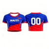 Women Haiti Flag Print Crop Tops T-shirt Short Sleeve Crew Neck Y2K Football T shirt Jersey Casual Streetwear Summer Sports Tees