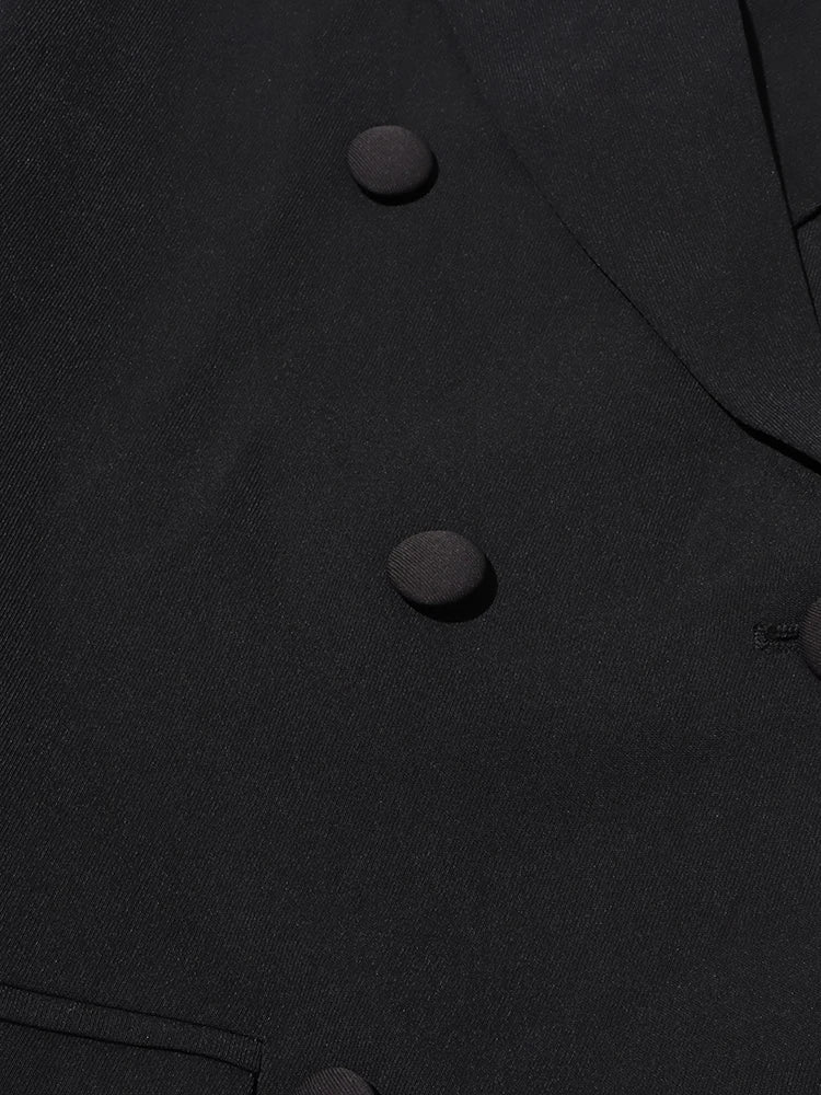 TWOTWINSTYLE Patchwork-Diamanten rückenfreier Blazer für Damen mit gekerbtem Kragen, langen Ärmeln, gespleißten Knöpfen, schickem Damen-Stil