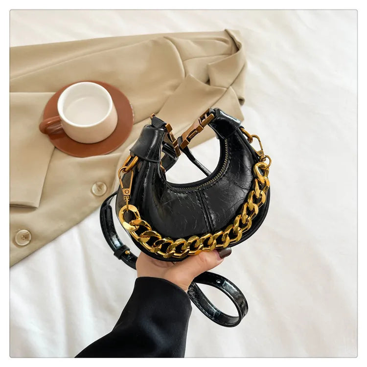 2024 Herbst Winter Mini Umhängetaschen für Damen Luxus Halbmond-Handtaschen für Damen Handtaschen mit Griff Weibliche kleine Tasche