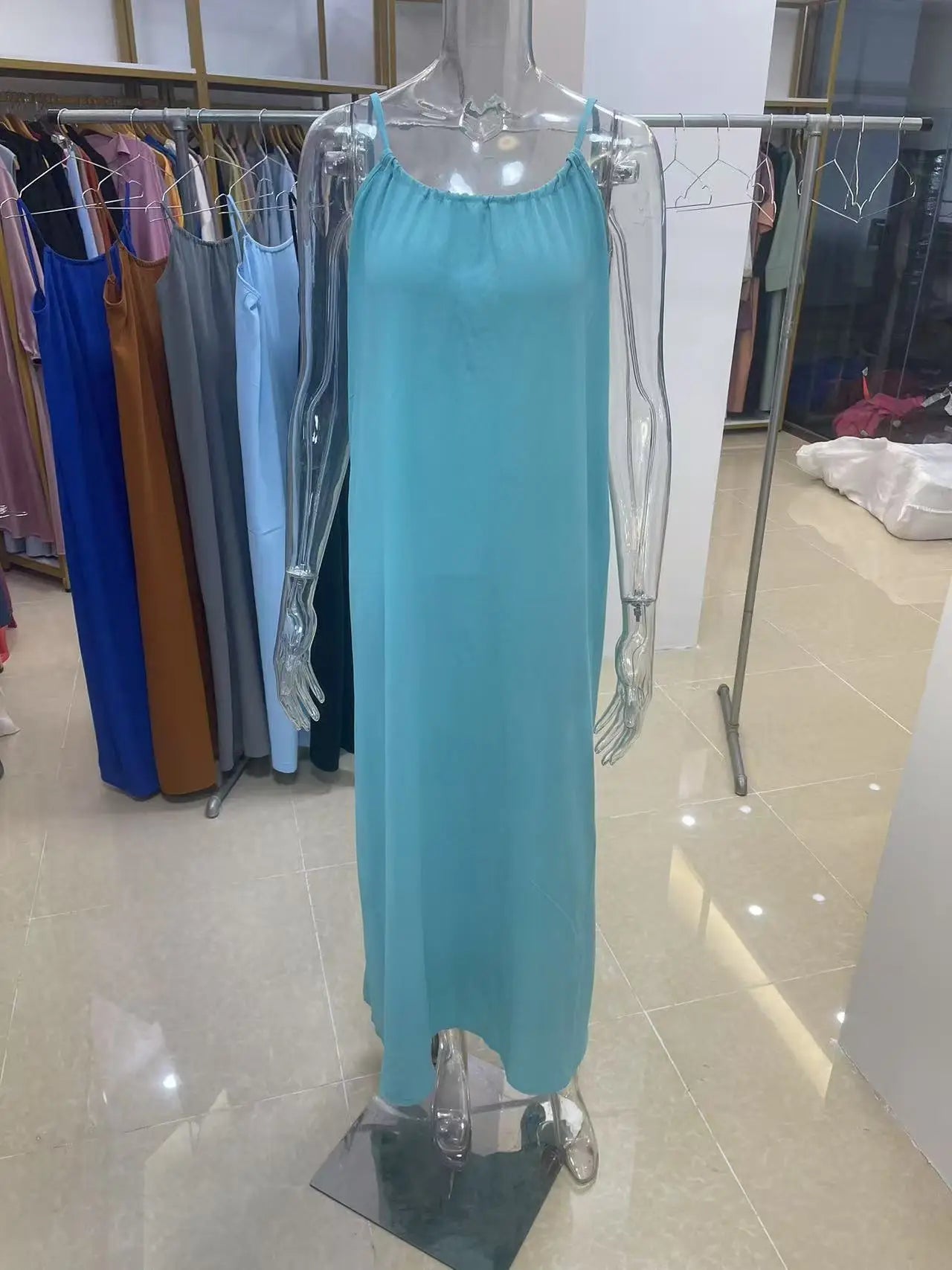 New Arrival Women's Strapless Backless Long Loose Home Dress Comfortable Sleepwear Casual Maxi Dress
