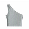 One Shoulder Cropped Tanks Top Women Summer Sleeveless Tanks Camis Sexy Oblique Collar Elastic Corset Slim Crop Tops Tube Lady