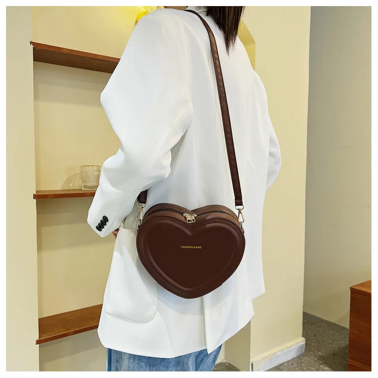 Fashion Heart Shape Crossbody Bags For Women New Solid Pu Leather Shoulder Bag Casual Ladies Handbags Designer Women Bags сумка
