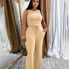 Solid Casual Jumpsuit for Women Sleeveless Drawstring High Waist One Pieces Rompers and Jumpsuits Summer Outfits Combinaison