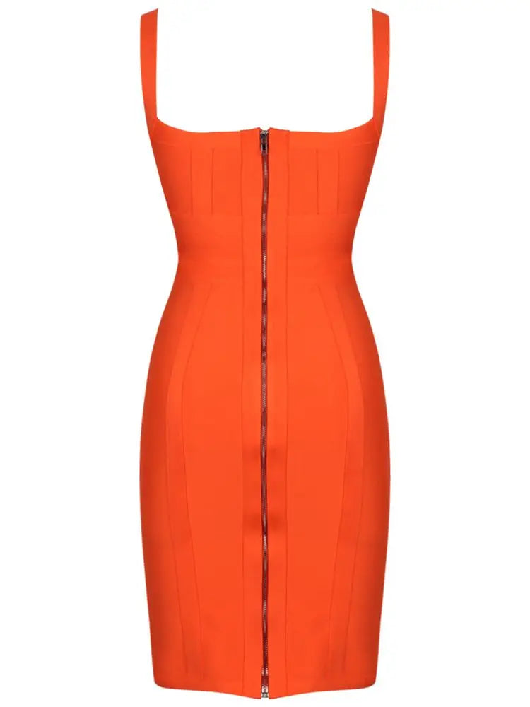 bandage dress summer orange bodycon dresses for women 2022 sexy spaghetti royal blue club celebrity party dress birthday outfit