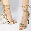 Liyke Sexy Knöchelriemen Vergoldete Sandalen Damen Party Nachtclub Stripper Heels Hohe Qualität Kristall Diamant Spitz Zehe Hochzeitsschuh