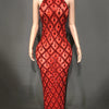 Sparkly Rhinestones Sleeveless Long Dress Elegant Dark Mesh Celebrate Evening Wedding Prom Gown Birthday Dress Photograph Wear