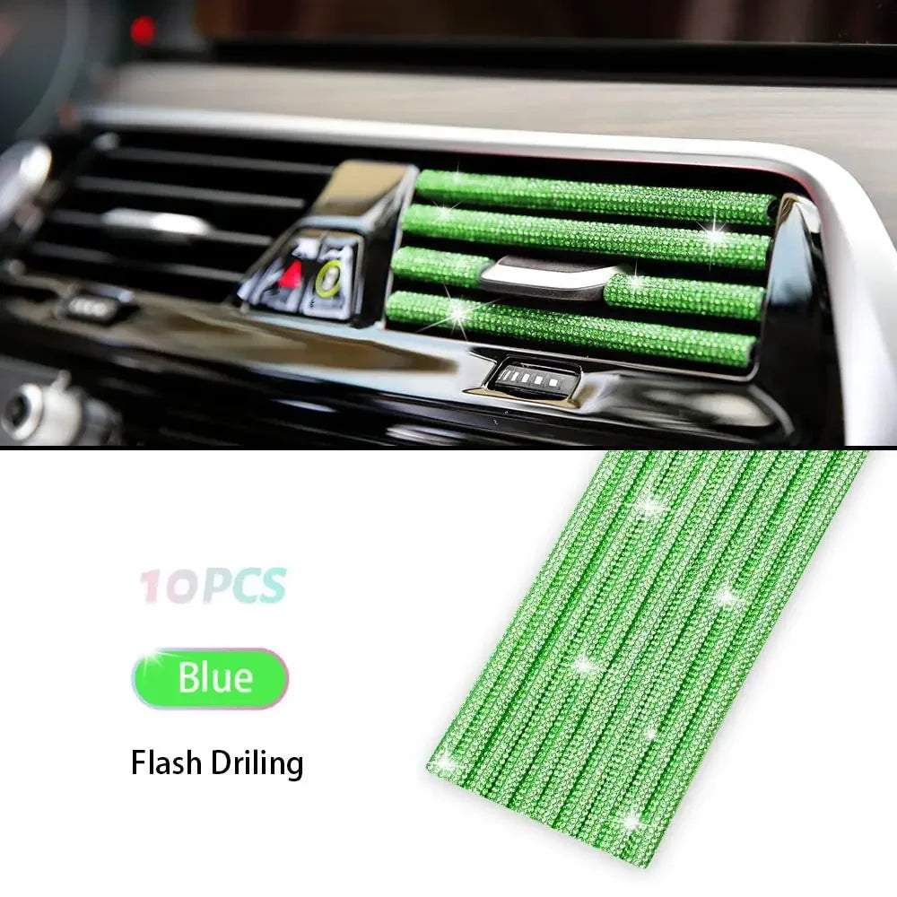 10 Stücke Diamant Auto Klimaanlage Outlet Streifen Bohrer U Form Strass Clip Dekoration Glänzende Kristall Trim Streifen Auto Zubehör
