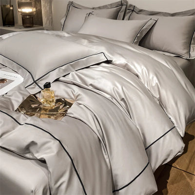 Stickerei-Bettwäsche-Sets Ägyptische Baumwolle Bettlaken-Set Luxus-Bettbezug Bettlaken Bettwäsche Kissenbezug 5 Sterne Hotel-Bettwäsche