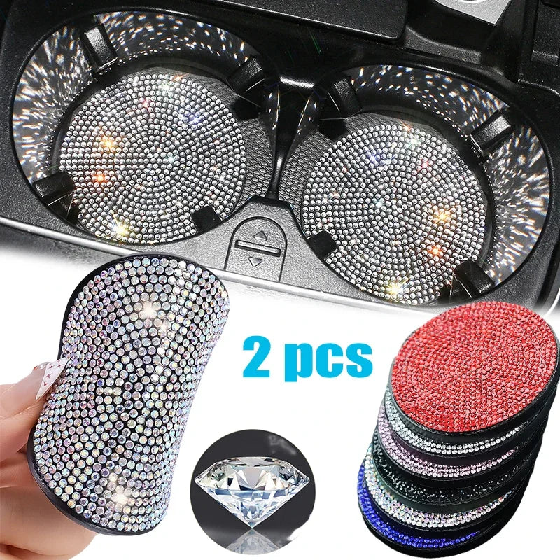 2 Stück Auto-Anti-Rutsch-Wassertassenuntersetzer Diamant Auto Untersetzer Wassertassen-Einsatzuntersetzer Pads Universelle Auto-Getränkehalter Innenzubehör
