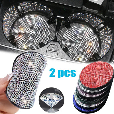 2 Stück Auto-Anti-Rutsch-Wassertassenuntersetzer Diamant Auto Untersetzer Wassertassen-Einsatzuntersetzer Pads Universelle Auto-Getränkehalter Innenzubehör