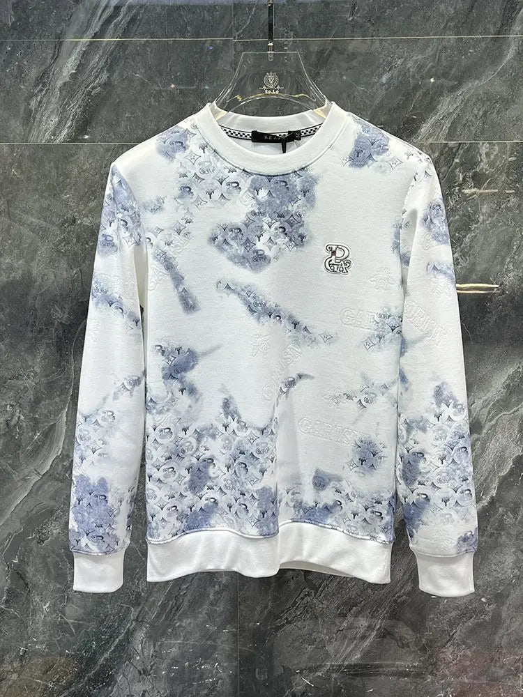Trend Vielseitig Frühling Herbst Neu Herren O-Ausschnitt Graffiti-Druck Kontrastfarbe Mode Luxus Lässig Langarm Sweatshirts Oberteile