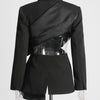 TWOTWINSTYLE Solid Spliced Bowknot Hollow Out Blazer For Women Notched Collar Long Sleeve Tunic Temperament Blazers Female New