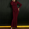 Tossy Damen Plissee Sexy Maxikleid Patchwork Twist Slim Langarm Einfarbig Y2k Herbst Streetwear Kleid Damen Bodycon Kleid