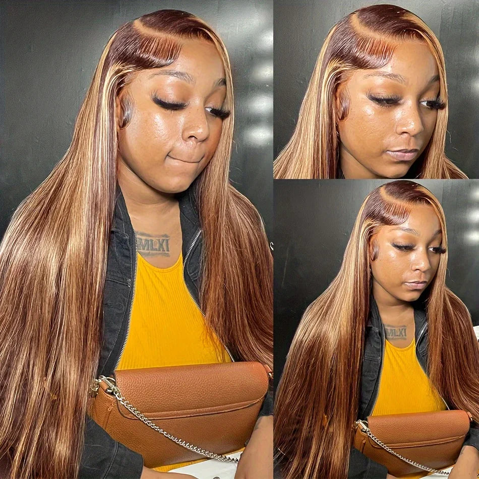 Highlight Ombre Bone Straight 13x6 Lace Frontal Wig Human Hair 13x4 Honey Blonde Lace Front Wig 4x4 Colored Human Hair Wigs Sale
