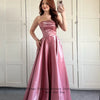 Verngo Orange Satin Evening Dress ELegant Strapless Celebrity Matching Prom Gown Simple Party Dresses Customized