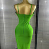 Green Color Women Sleeveless Sexy Halter Off the Shoulder Bodycon Bandage Midi Dress Celebrate Nightclub Party Birthday Outfit