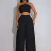 Pant Set Women Two Piece Sets Sexy Sleeveless Tops Drawstring Wide Leg Long Pants High Waist Y2k Streetwear Elegant Splice
