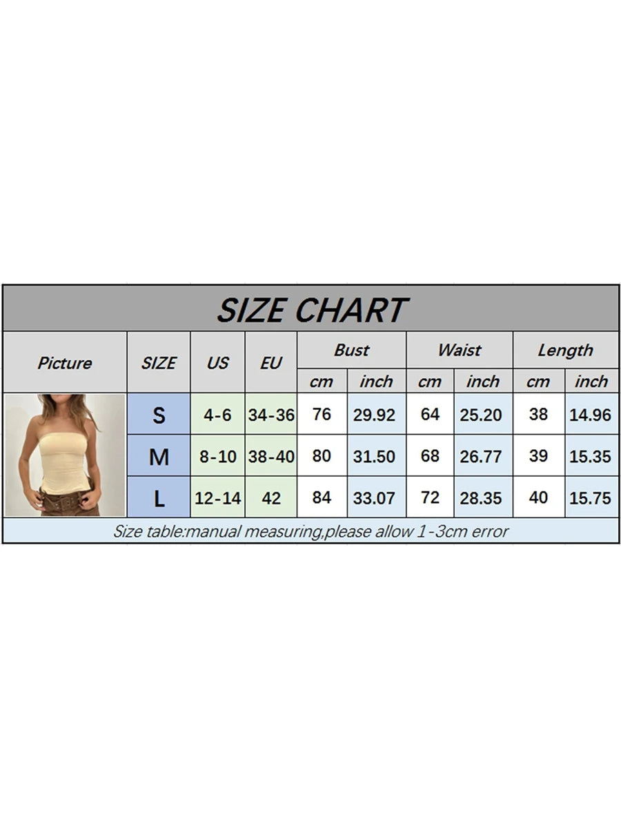 Women Tube Tops Solid Color Strapless Slit Tank Tops Summer  Bandeau Cropped Tops Streetwear 2024 New