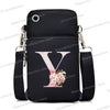 Damen Kuriertasche Kleine Handtasche Umhängetasche Geldbörse für Handy Sakura 26 Alphabet-Druck Münzgeldbörse Damen Kartenhalter