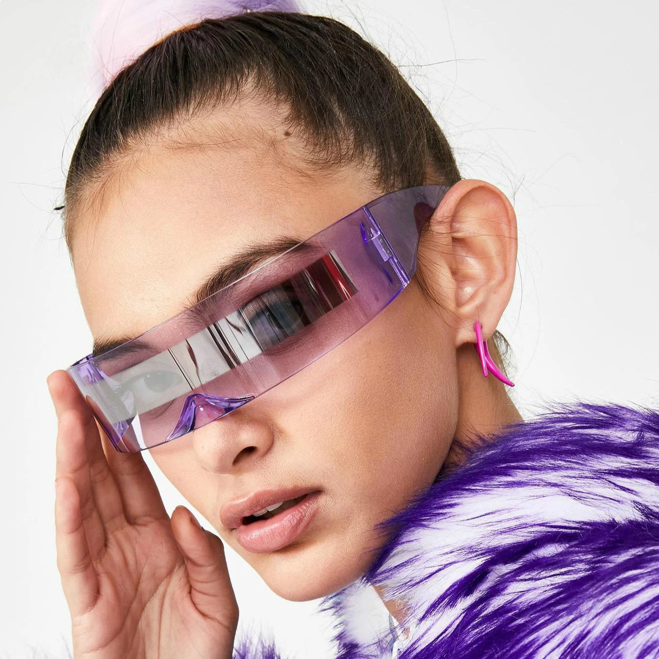 Futuristic Narrow Visor women Sunglasses Laser Eyeglasses Personality Mirrored Lens Eyewear Glasses integrated Men sun glasses